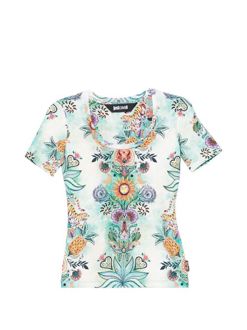 T-shirt donna con stampa floreale JUST CAVALLI | 80PAHE02CJ112R86